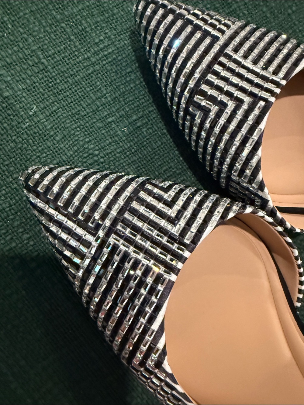INC International Concepts Black & White Sequined Pointed D'Orsay Flats - Picture 2 of 7